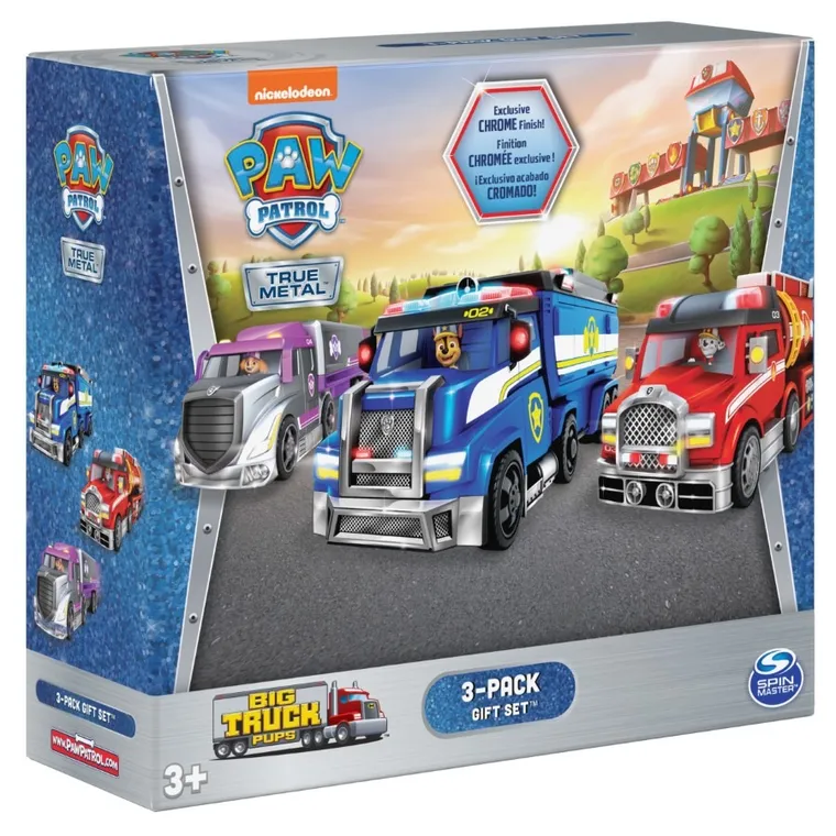 Psi Patrol, Big Truck Pups, True Metal, Die-Cast, pojazdy, 3 szt.