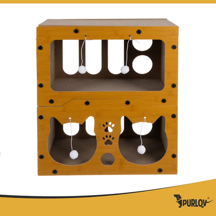 Purlov, drapak dla kota, dwupiętrowy, domek