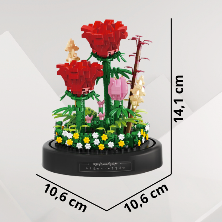 QBI, Czerwone róże, klocki konstrukcyjne, 593 elementów