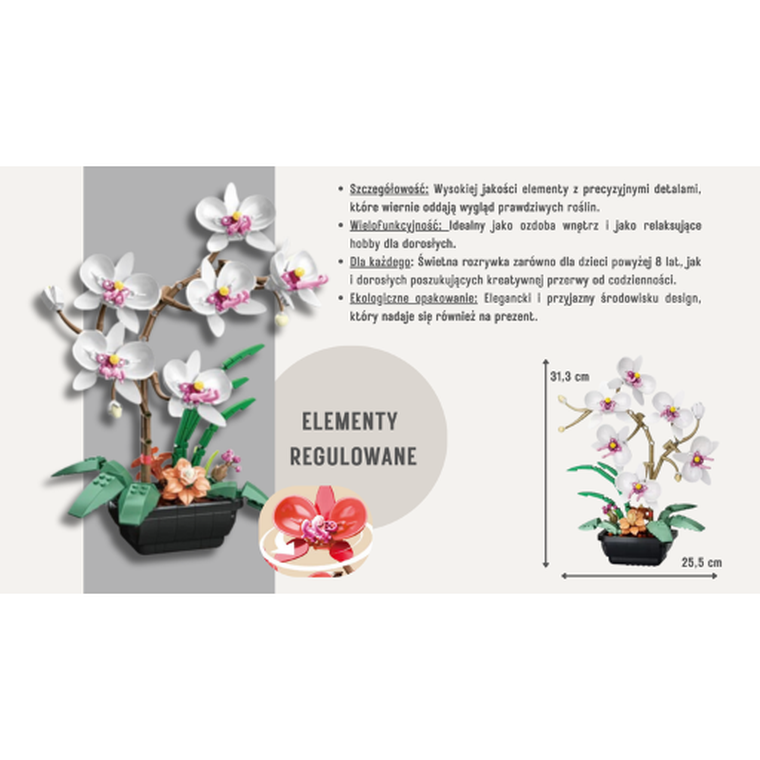 QBI, Orchidea biała, klocki konstrukcyjne, 581 elementów