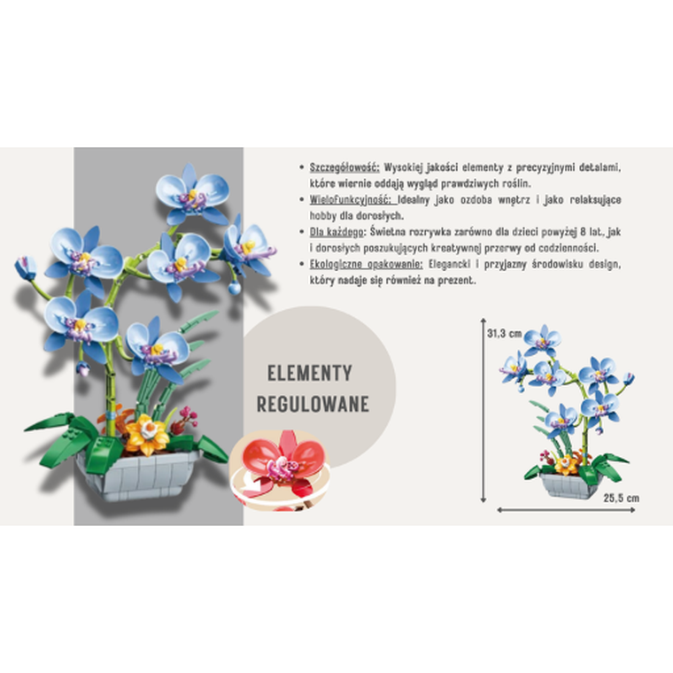 QBI, Orchidea błękitna, klocki konstrukcyjne, 581 elementów