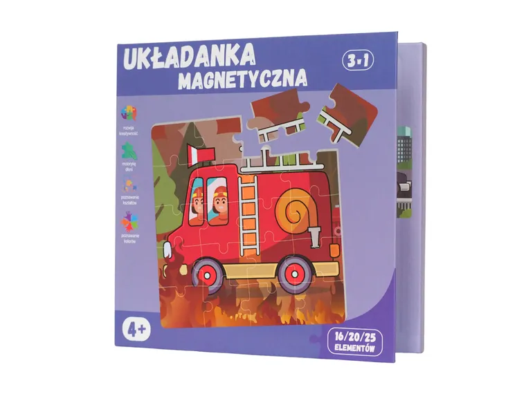 QBI, pojazdy uprzywilejowane, puzzle magnetyczne, 16+20+25 elementów