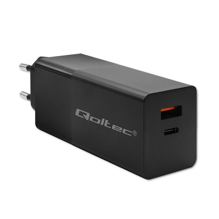 Qoltec, Gan Power Pro, ładowarka, 1XUSB-C, 1XUSB, 100W, 5-20V, 1.5-5A, PD, czarna