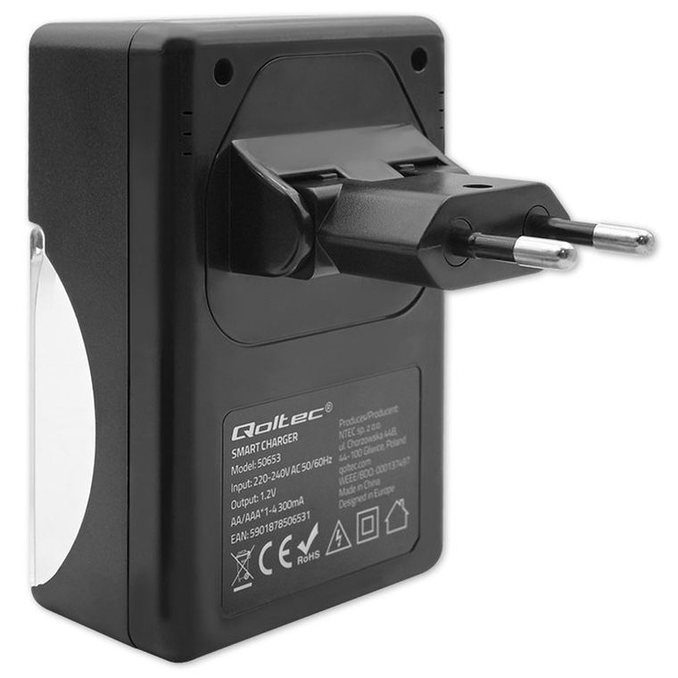 Qoltec, ładowarka do akumulatorków Ni-MH R03/AAA R06/AA, 300 mA