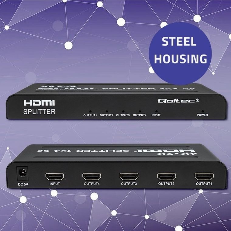 Qoltec, rozdzielacz, 4xHDMI, 4KX2K, 3.4gb/s