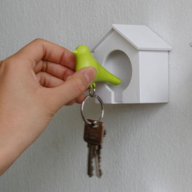 Qualy, Budka, wieszak na klucze, biało-czarny, 10091 WH-BK