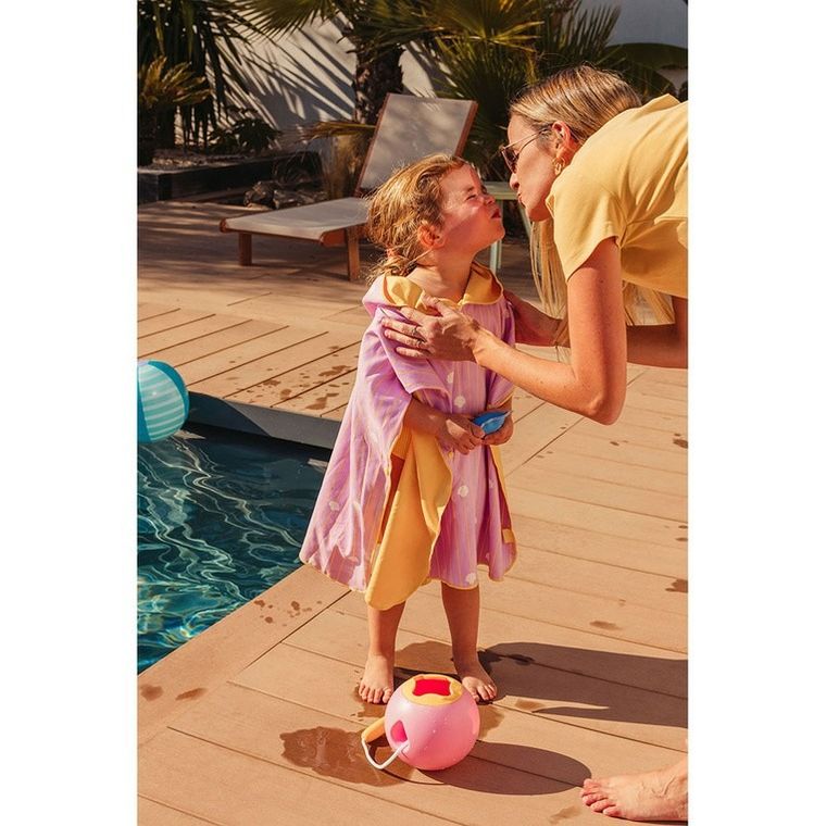Quut, dwustronne poncho kąpielowe dla dzieci, Banana Pink