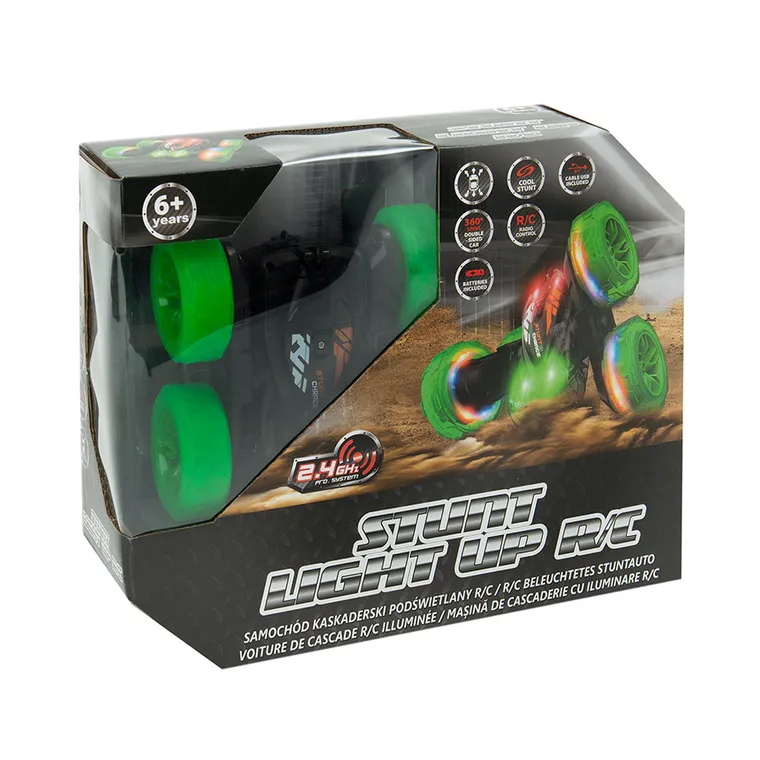 Race Xtreme, Stunt Light Up R/C, samochód kaskaderski, podświetlany pojazd zdalnie sterowany, czarno-zielony