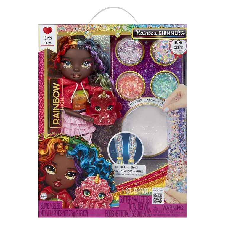 Rainbow High, Shimmers with Slime, Iris, lalka modowa z masą plastyczną