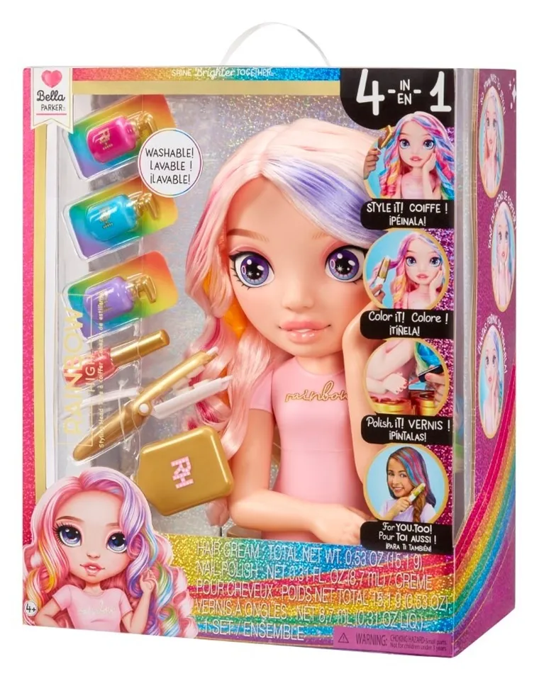 Rainbow High, Styling Head Playset 4w1, Bella Parker, głowa do stylizacji fryzur z akcesoriami