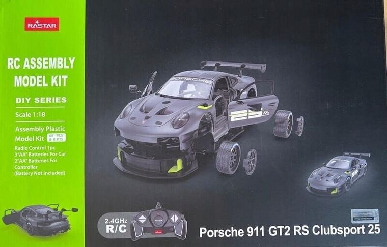 Rastar, Porsche 911 GT2, Building Kit, model do składania, zdalnie sterowany, 1:18