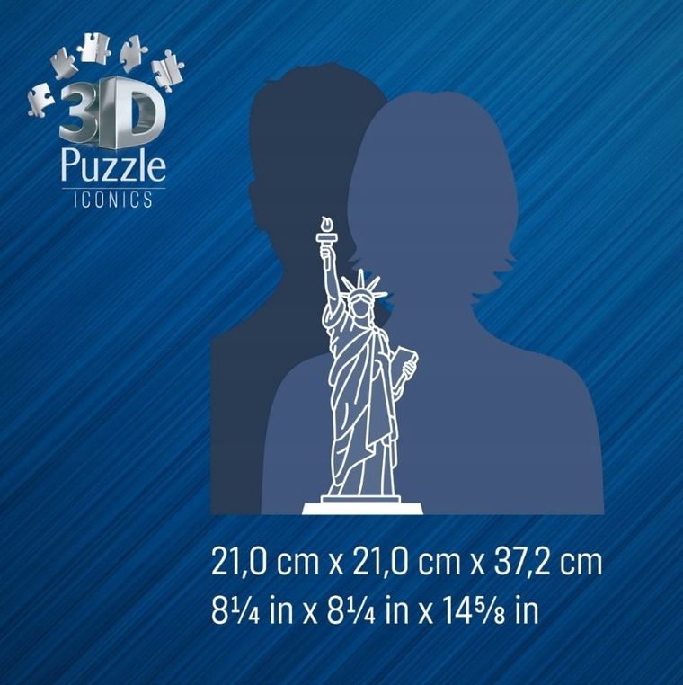 Ravensburger, Iconics, Statua Wolności, puzzle 3D LED, 128 elementów