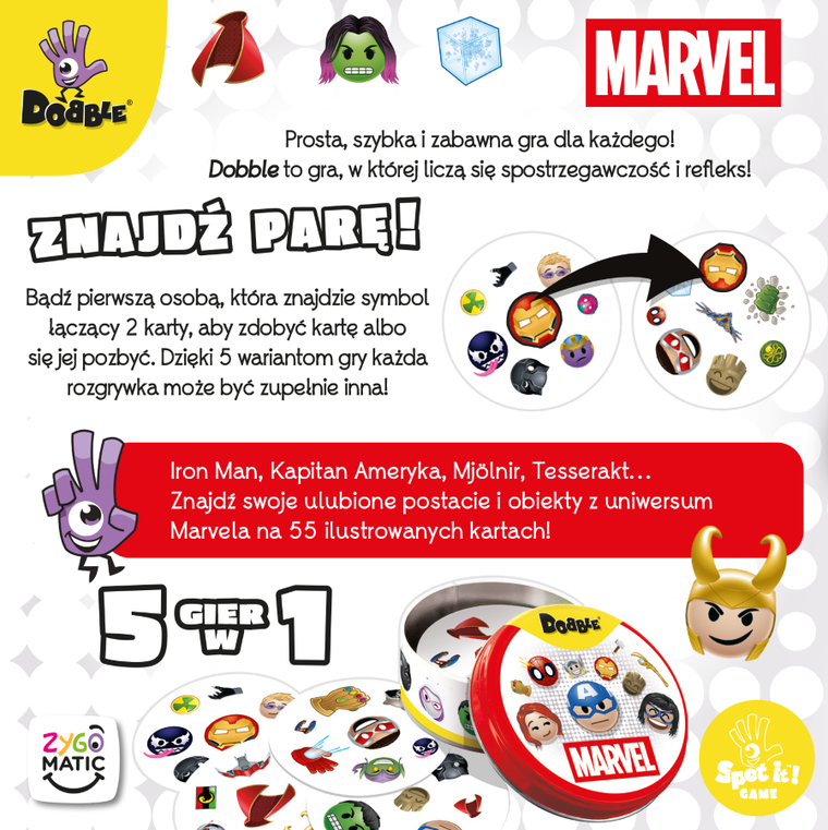 Rebel, Dobble, Marvel Emoji, gra familijna