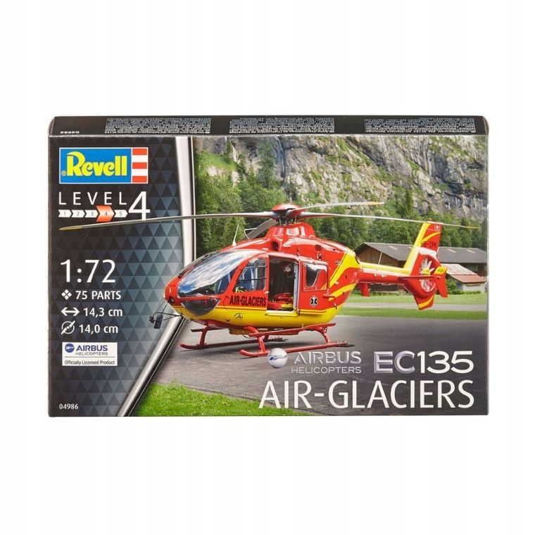 Revell, EC135 Air-Glaciers, helikopter ratunkowy do sklejania, 1:72