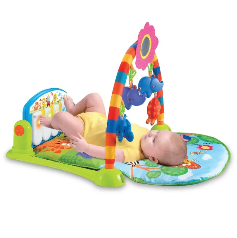 Ricokids, edukacyjna mata interaktywna XXL, z pianinkiem i zabawkami, zielona