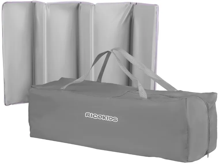Ricokids, łóżeczko turystyczne, z materacem i torbą, szaro-lawendowe