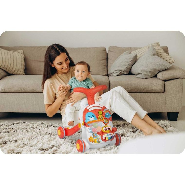 Ricokids, pchacz, chodzik edukacyjny 2w1, RK-810, biało-czerwony