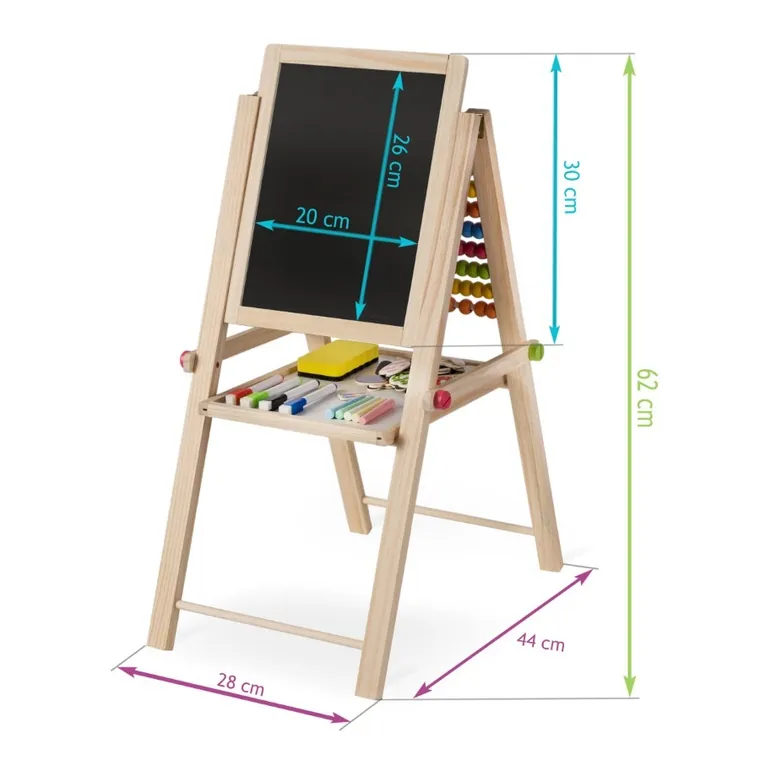 Ricokids, tablica drewniana z liczydłem, 66-45-32 cm