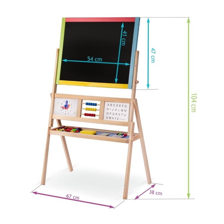 Ricokids, tablica drewniana z zegarem, 113-69-37 cm