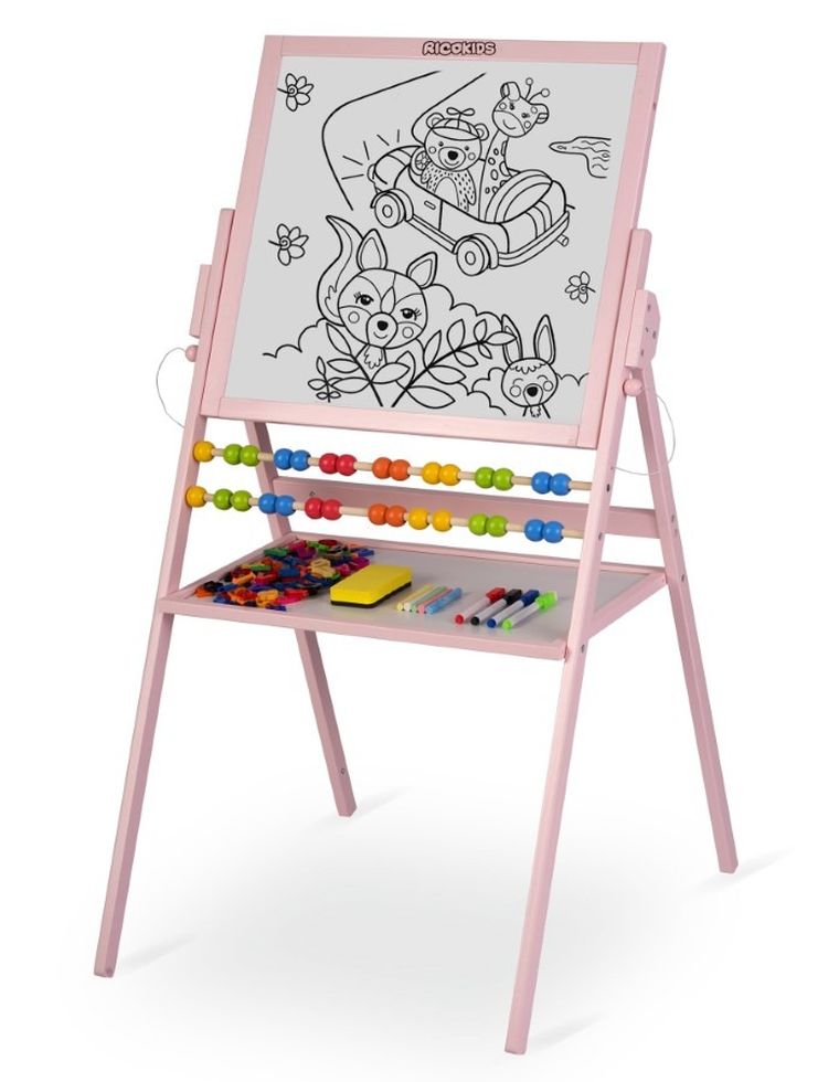 Ricokids, tablica magnetyczna, drewniana, 101-57-55 cm, różowa