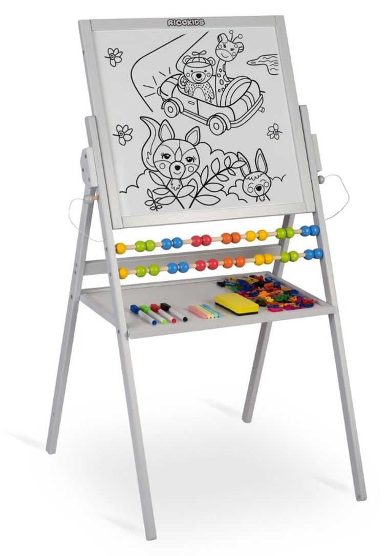 Ricokids, tablica magnetyczna, drewniana, 101-57-55 cm, szara