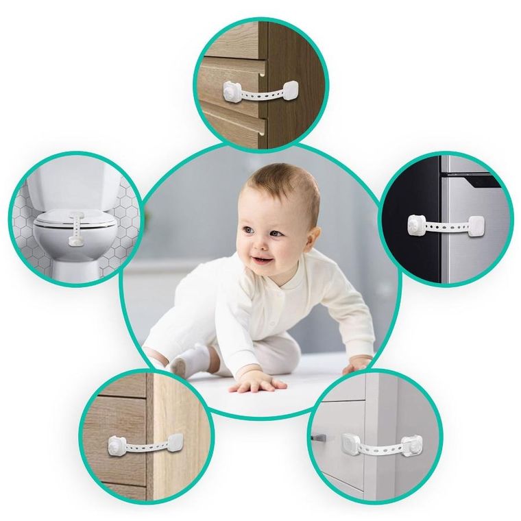 Ricokids, zabezpieczenie otwierania szafek, białe, 6 szt.