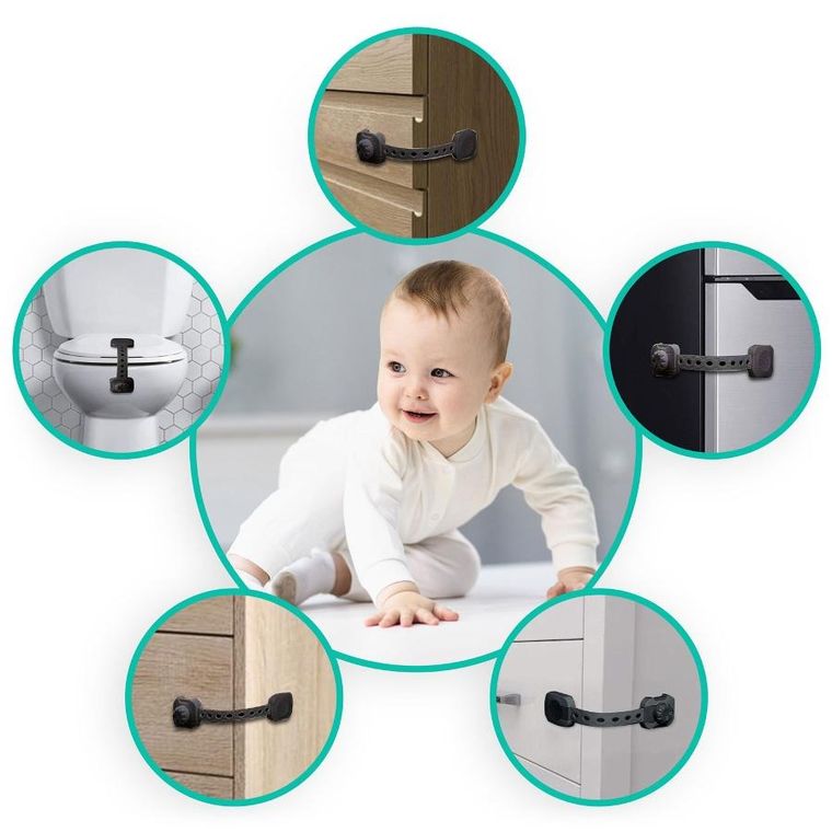 Ricokids, zabezpieczenie otwierania szafek, czarne, 6 szt.