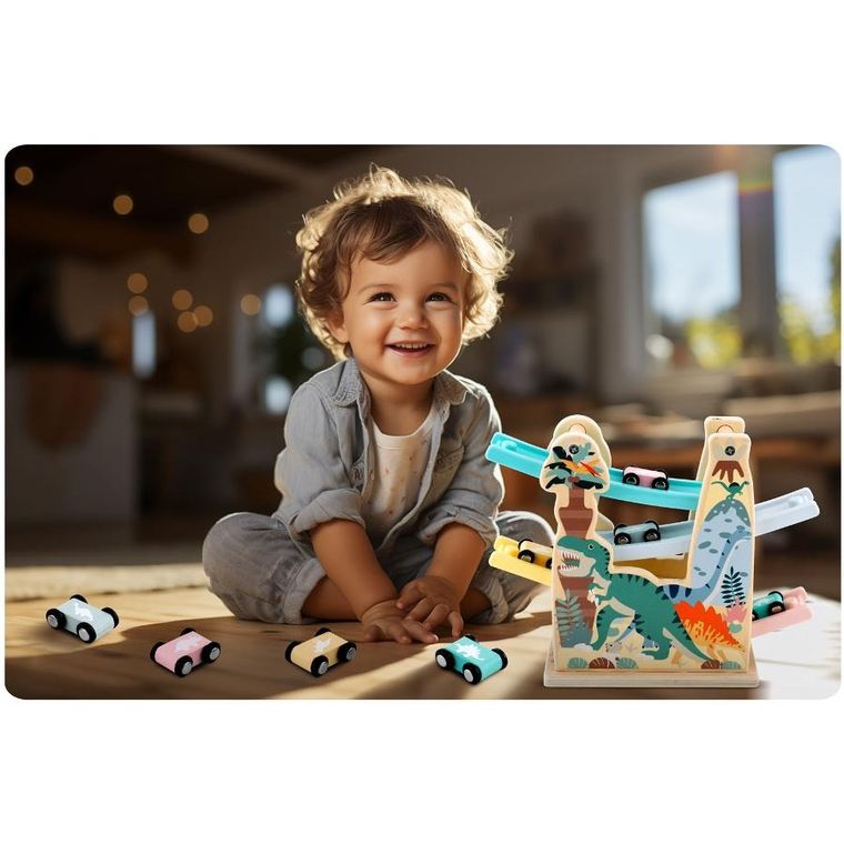 Ricokids, Zjeżdżalnia z samochodzikami, drewniana zabawka