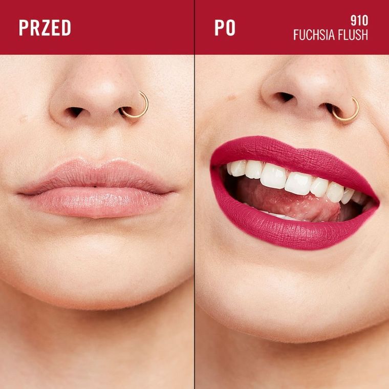 Rimmel, Lasting Mega Matte, długotrwała matowa pomadka w płynie do ust, nr 910, Fuchsia Flush, 7.4 ml