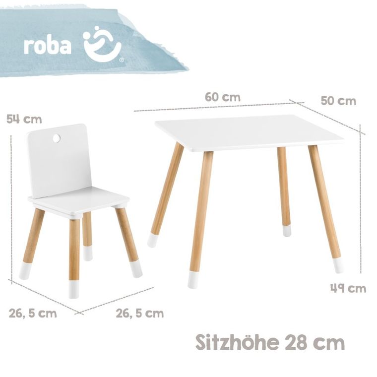 Roba, zestaw mebli: stolik + 2 krzesła