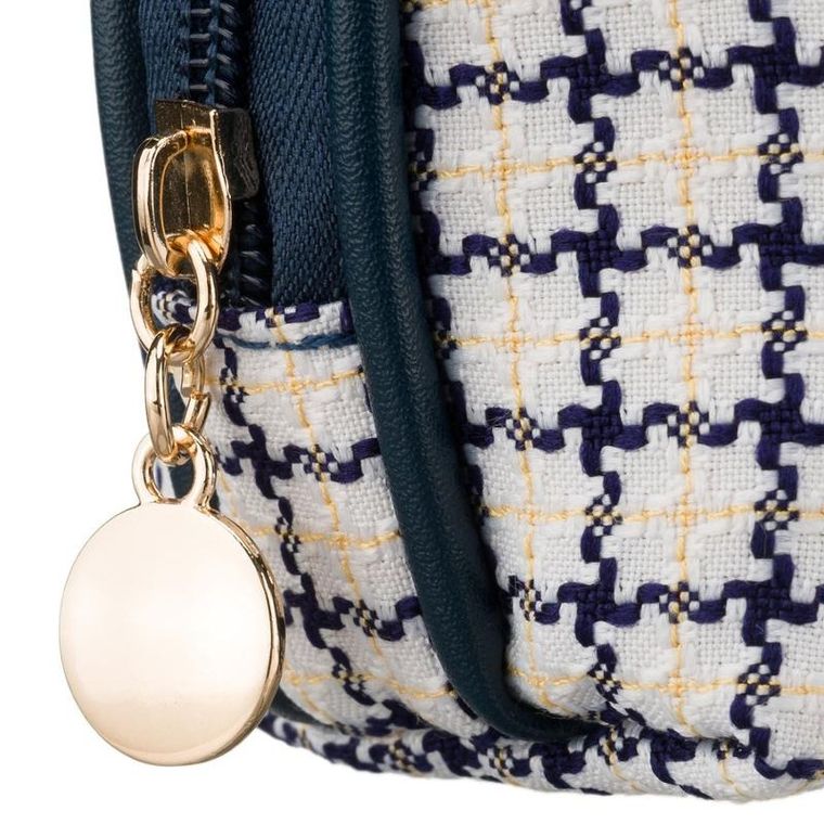 Rovicky, kosmetyczka, krata, beżowo-granatowa