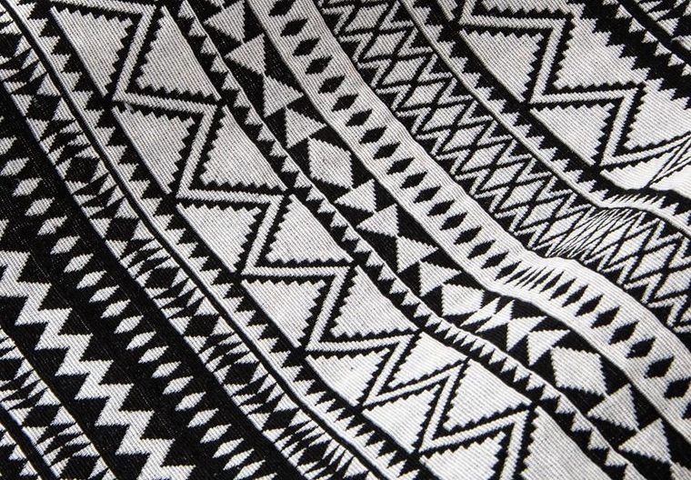 Royokamp, Etno, hamak ogrodowy z drążkiem, 2 osobowy, czarno-biały, 200-147 cm