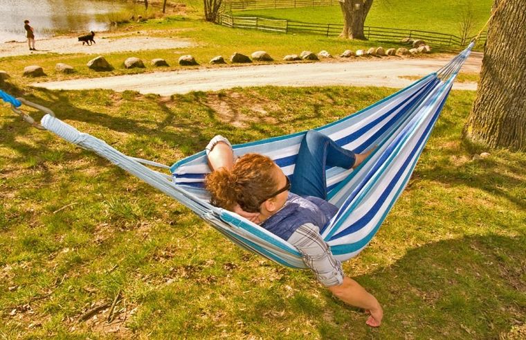 Royokamp, hamak ogrodowy, 2-osobowy, XXL, niebieski, 250-150 cm