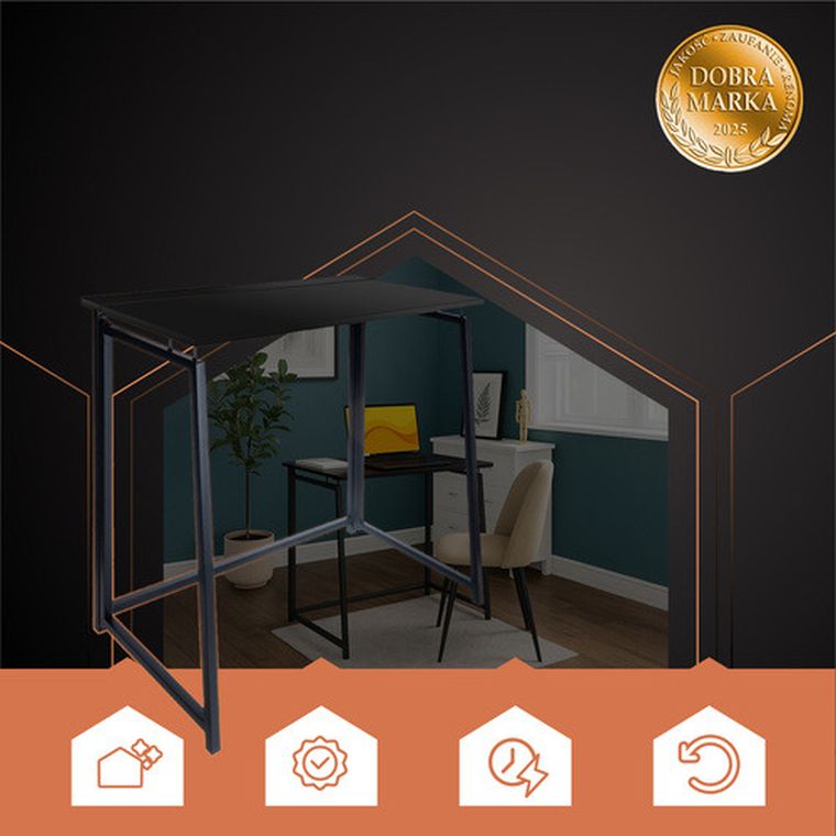 Ruhhy, biurko składane drewniane, czarne