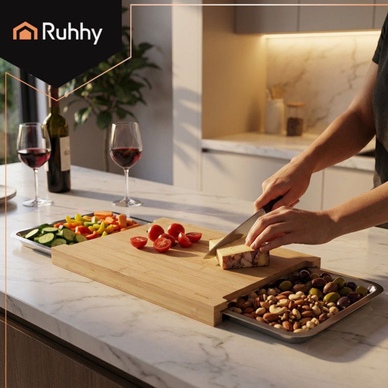 Ruhhy, deska bambusowa z pojemnikami, 25707