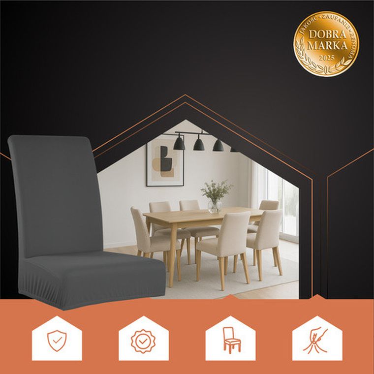 Ruhhy, pokrowce na krzesła, ciemnoszare, 6 szt.