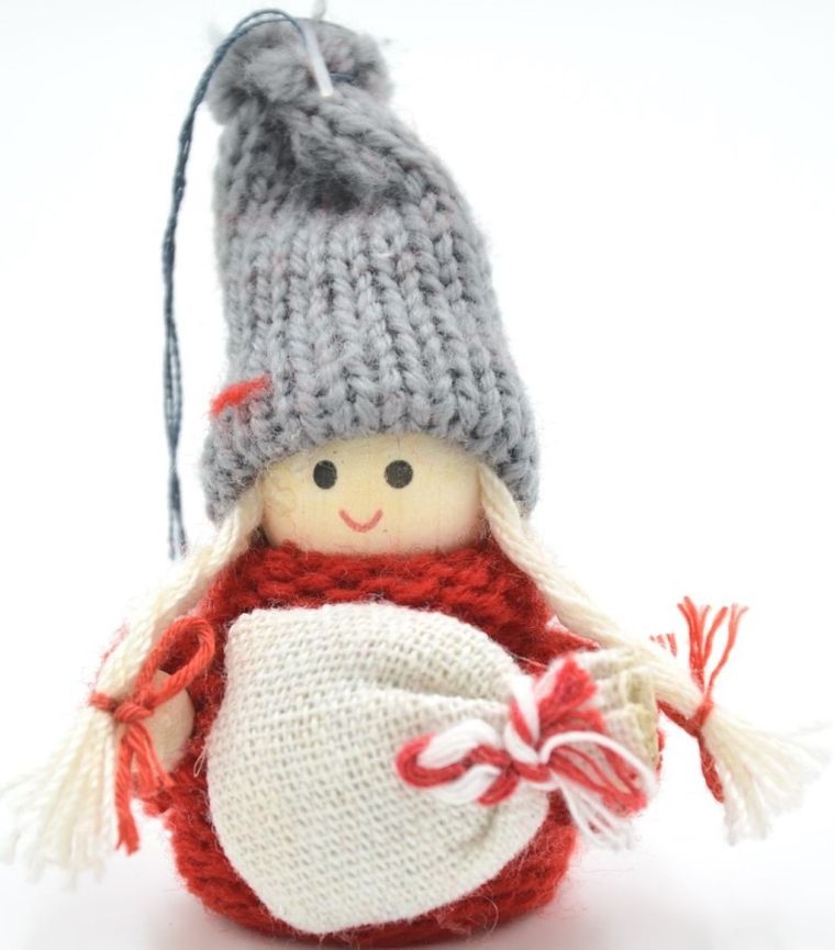 Saska Garden, laleczka dekoracyjna z workiem, czerwona, 7,5 cm