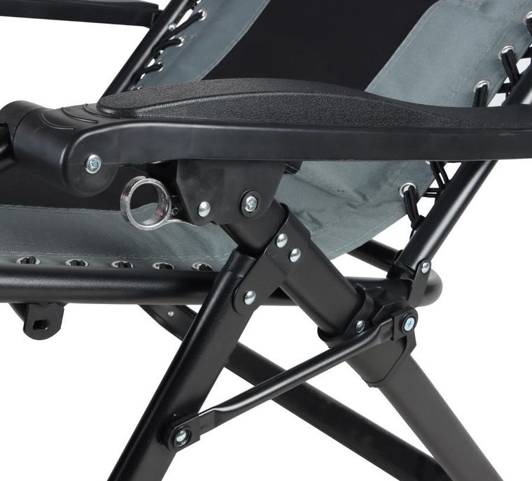 Saska Garden, składany leżak ogrodowy, czarno-szary, 162-52/65-110 cm