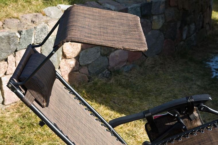 Saska Garden, składany leżak ogrodowy z daszkiem, brązowy, 173-52/65-110 cm