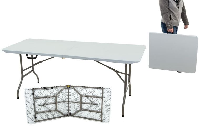 Saska Garden, składany stół cateringowy, biały, 180-70 cm