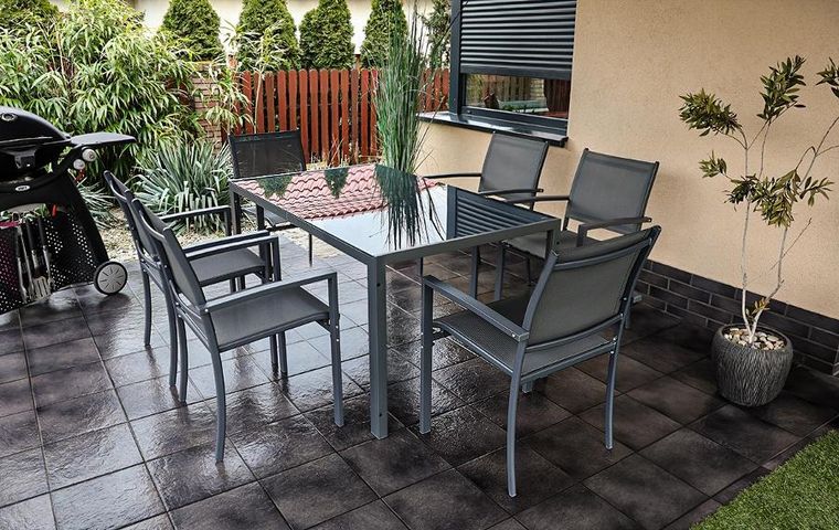 Saska Garden, stół ogrodowy, ciemny szary, 150-90-73 cm