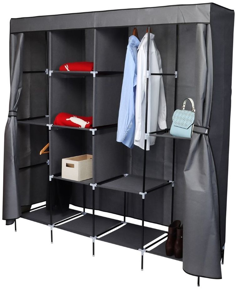 Saska Garden, szafa tekstylna, ciemnoszara, 168-45-172 cm