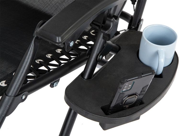 Saska Garden, wielofunkcyjny składany leżak ogrodowy z daszkiem, czarny, 175-52/65-110 cm