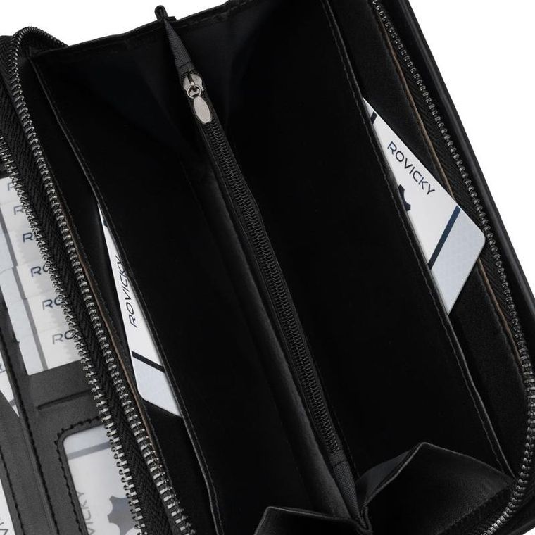 Saszetka do ręki, czarna, skóra ekologiczna, Rovicky