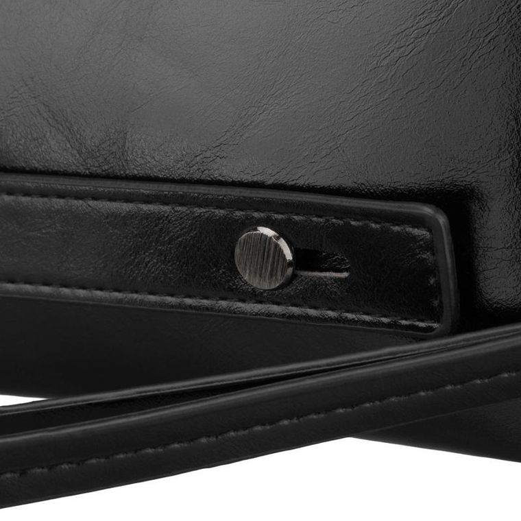 Saszetka do ręki, czarna, skóra ekologiczna, Rovicky