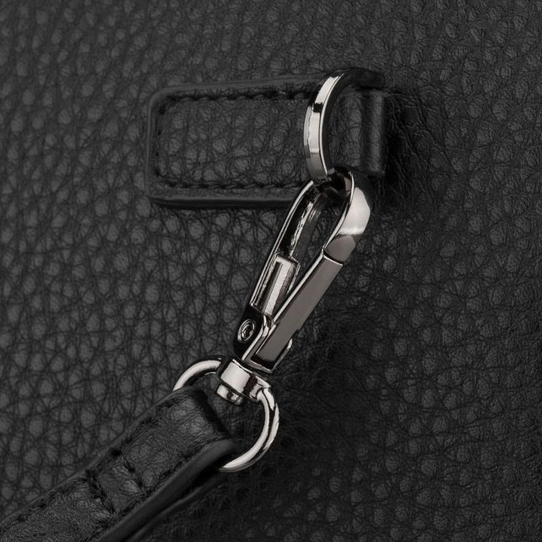 Saszetka do ręki, czarna, skóra ekologiczna, Rovicky