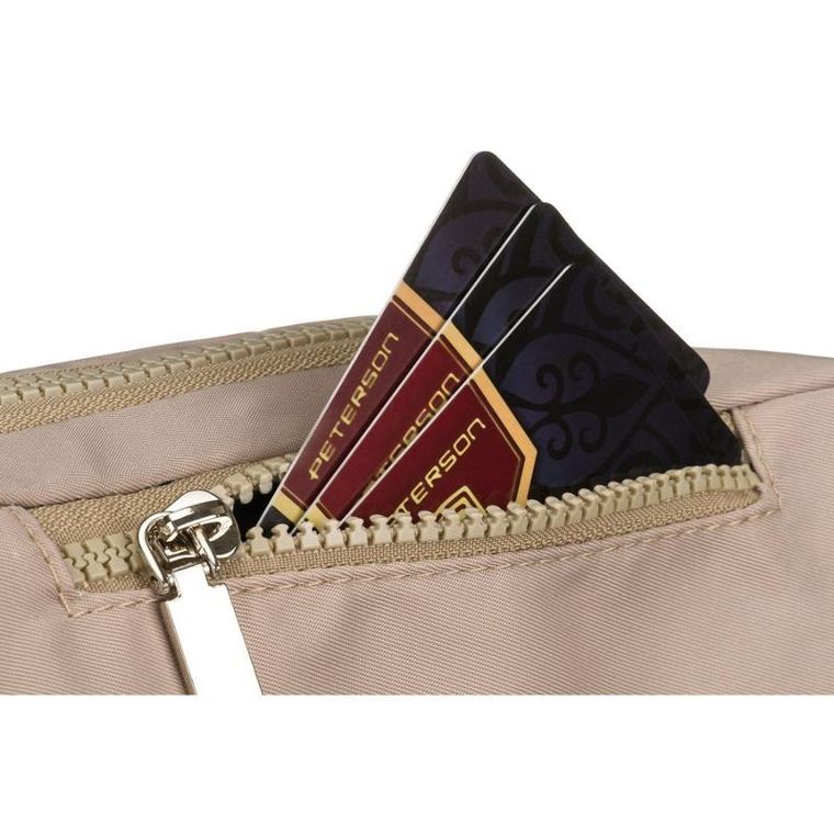Saszetka na biodro, nerka, beżowa, Peterson
