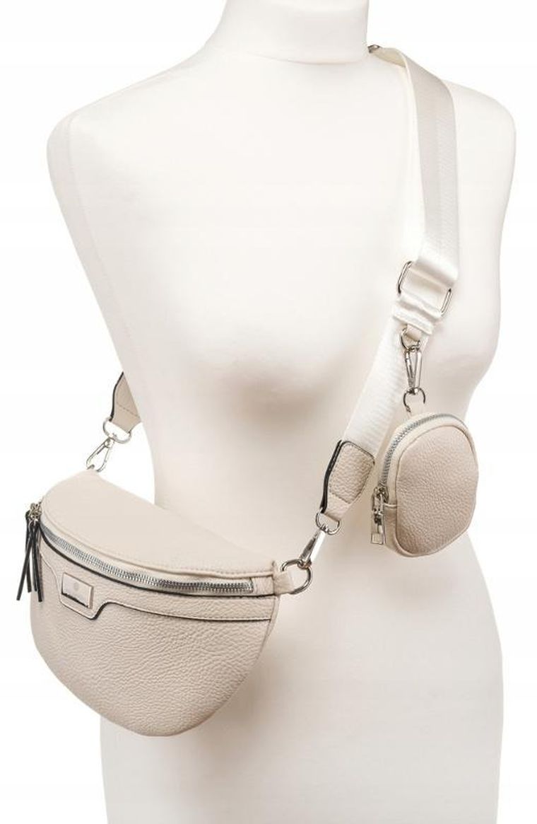 Saszetka na biodro, nerka, biała, skóra ekologiczna, Peterson