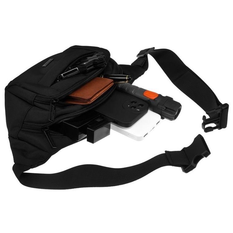 Saszetka na biodro, nerka, czarna, Peterson