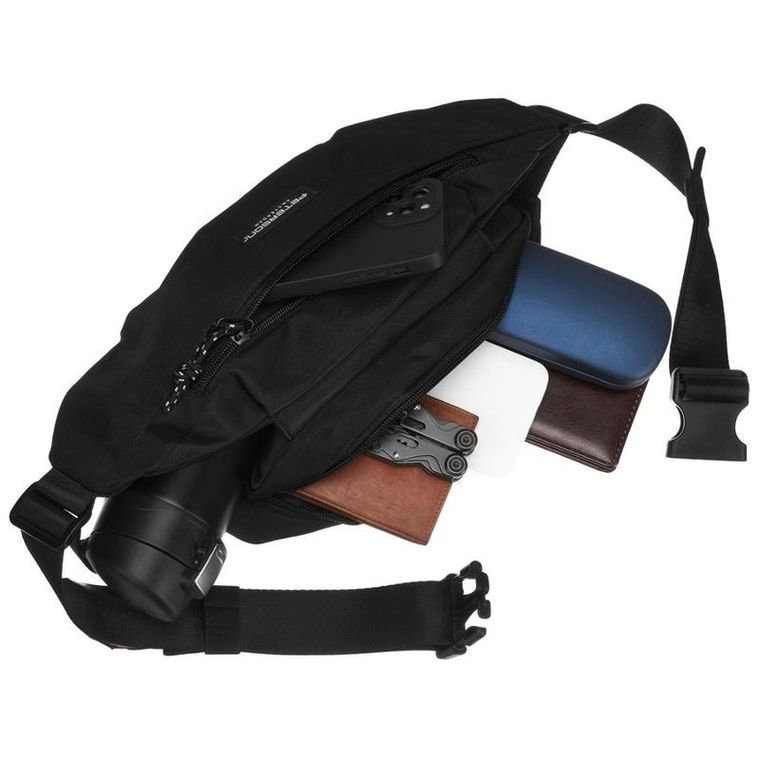 Saszetka na biodro, nerka, czarna, Peterson